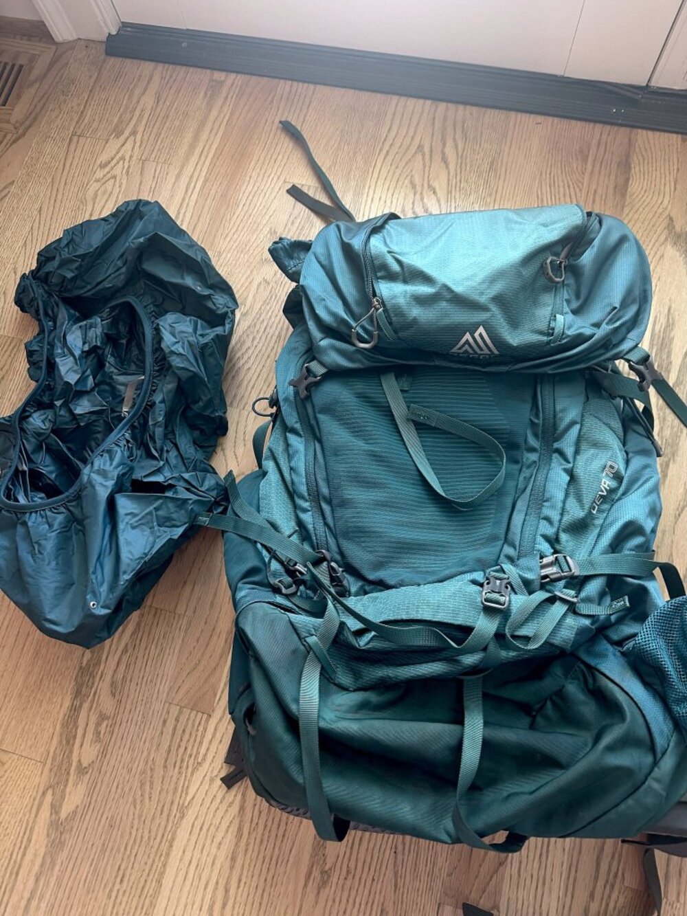 Gregory Deva 70 Women's Backpacking Pack Antigua Green with Rain Cover